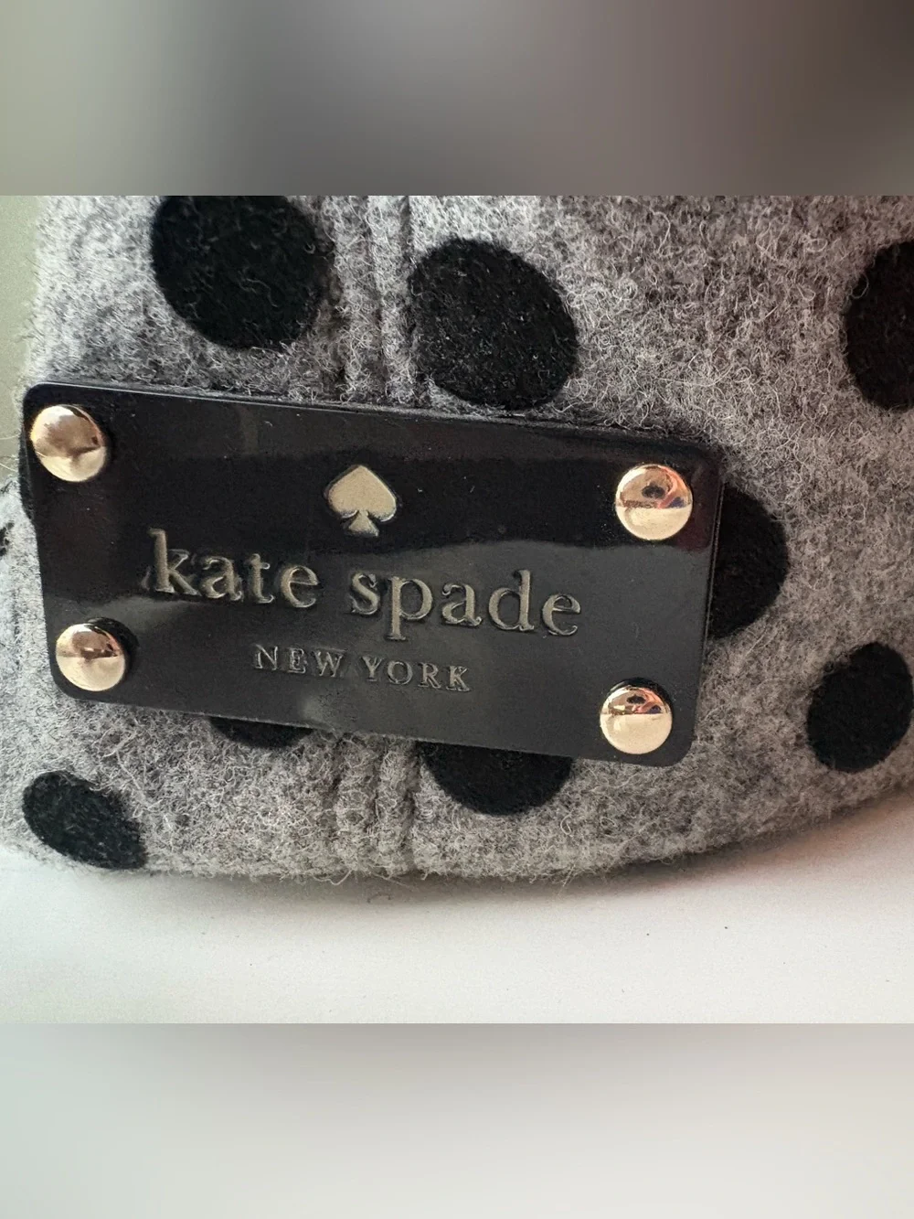 Kate Spade Y2K Pilgrim Hill Tate Polka Dot Tote Bag Wool Bow Handbag Coquette